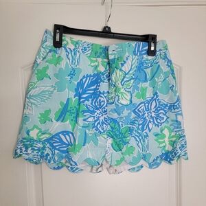 💙💚 Lilly Pulitzer Colette Shorts Skort size 10 Whisper blue Boom Croc a Locca
